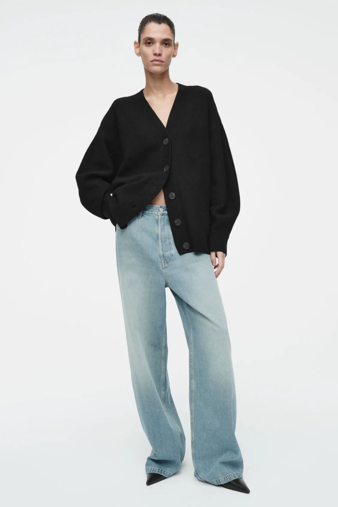 COS OVERSIZED BOILED MERINO WOOL CARDIGAN-Women Sweaters & Cardigans