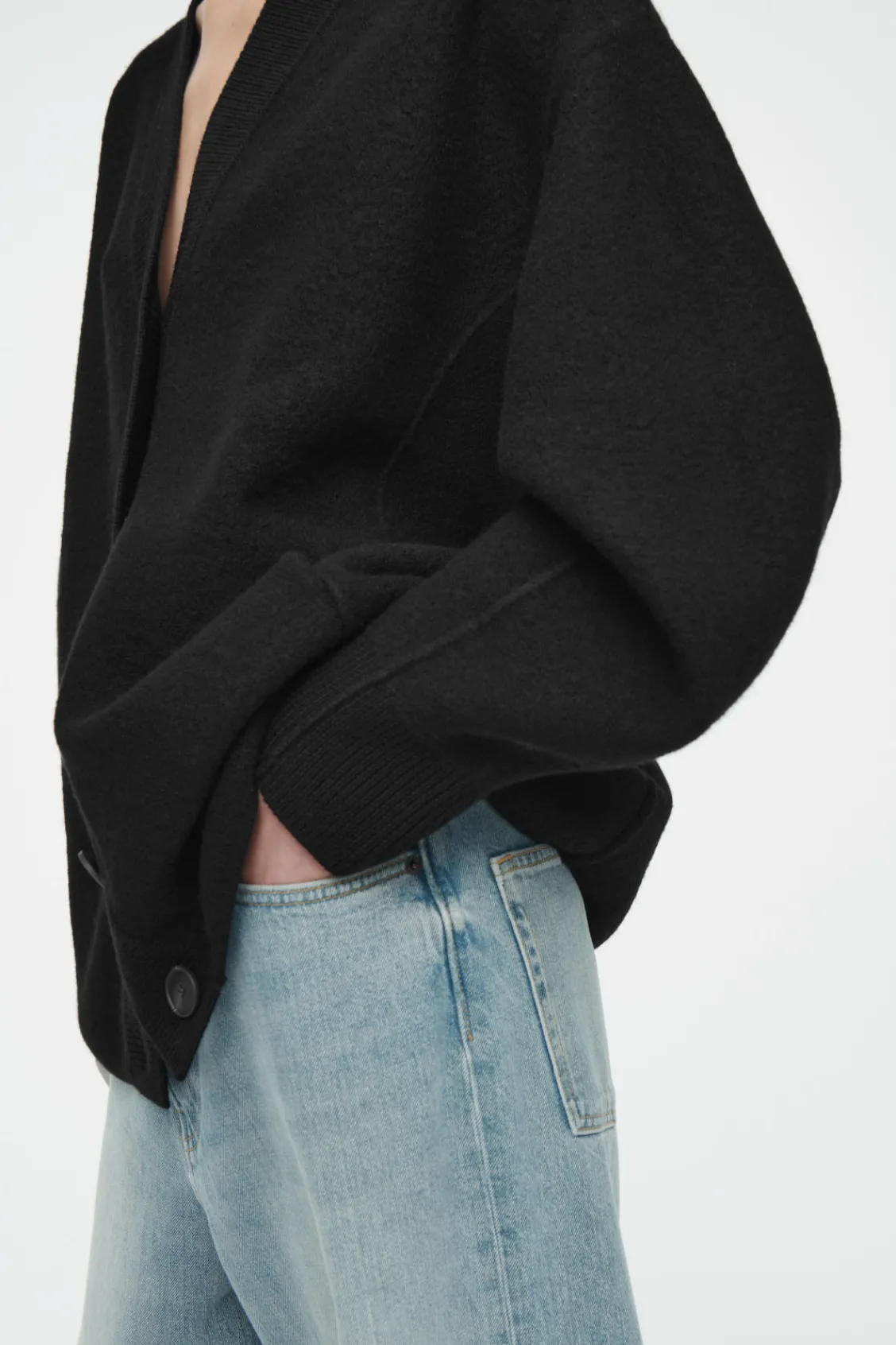 COS OVERSIZED BOILED MERINO WOOL CARDIGAN-Women Sweaters & Cardigans