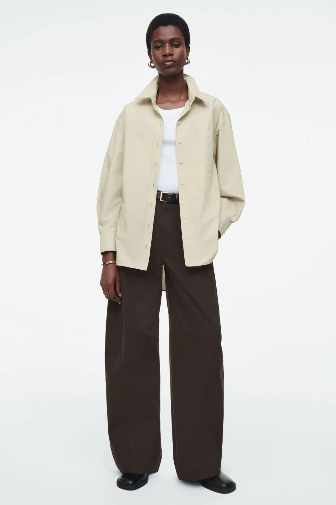 COS OVERSIZED CURVED-HEM SHIRT-Women Shirts & Blouses | Tops