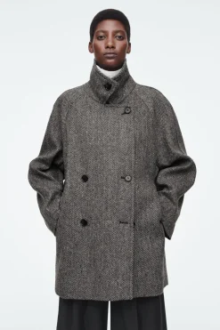 COS OVERSIZED DOUBLE-BREASTED WOOL PEA COAT-Women Coats & Jackets