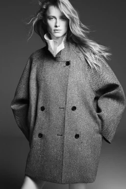 COS OVERSIZED DOUBLE-BREASTED WOOL PEA COAT-Women Coats & Jackets