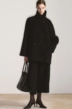COS OVERSIZED DOUBLE-BREASTED WOOL PEA COAT-Women Coats & Jackets