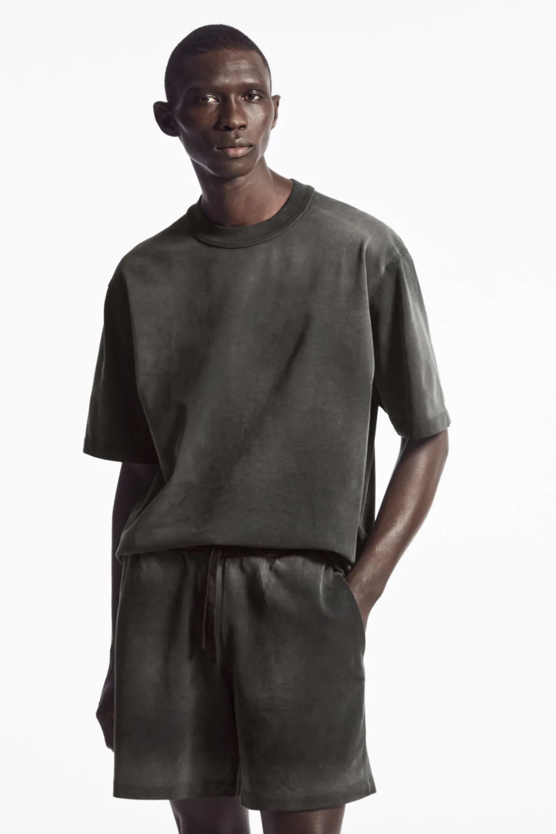 COS OVERSIZED FADED MOCK-NECK COTTON T-SHIRT- Matching Sets | T-Shirts