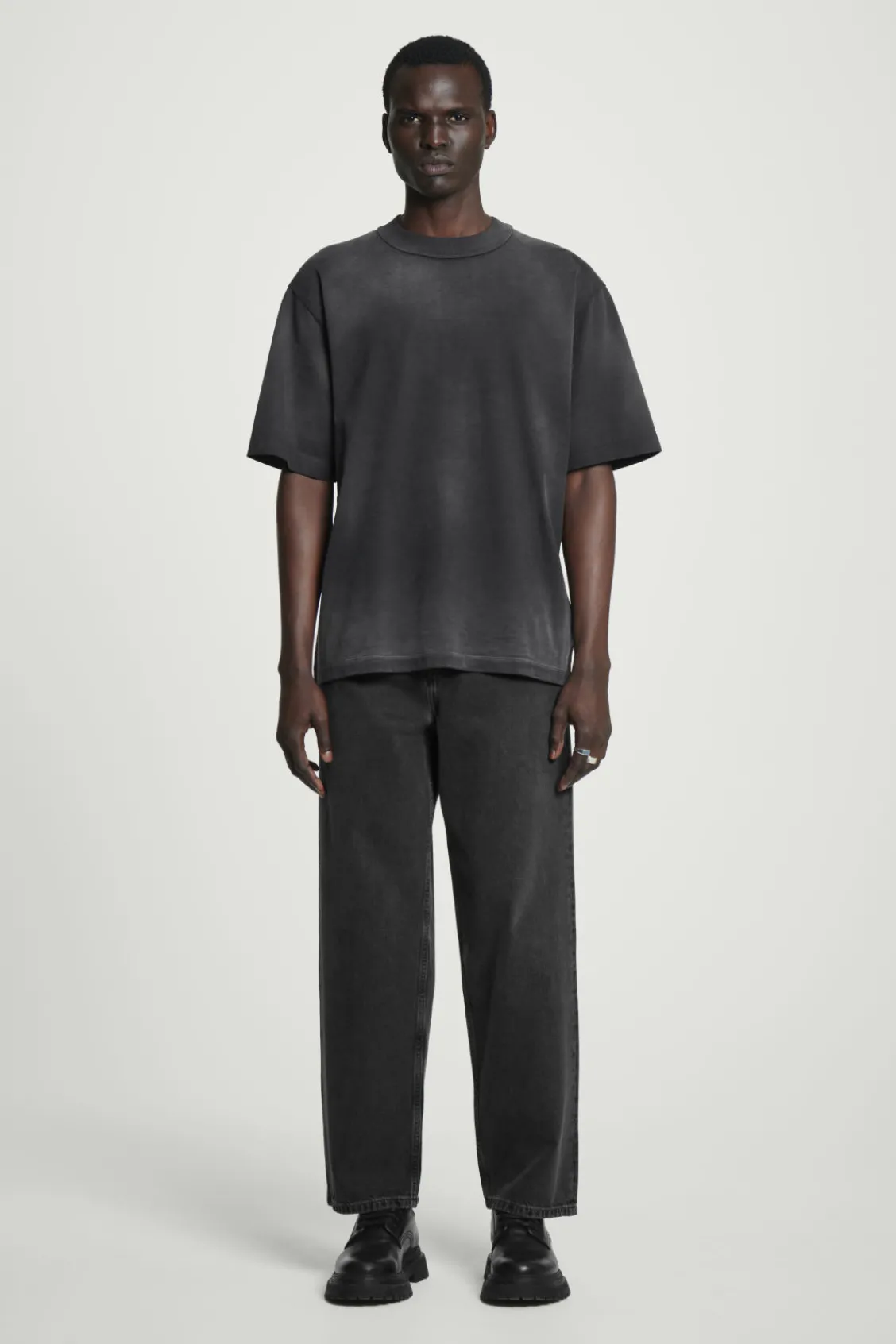 COS OVERSIZED FADED MOCK-NECK COTTON T-SHIRT- Matching Sets | T-Shirts