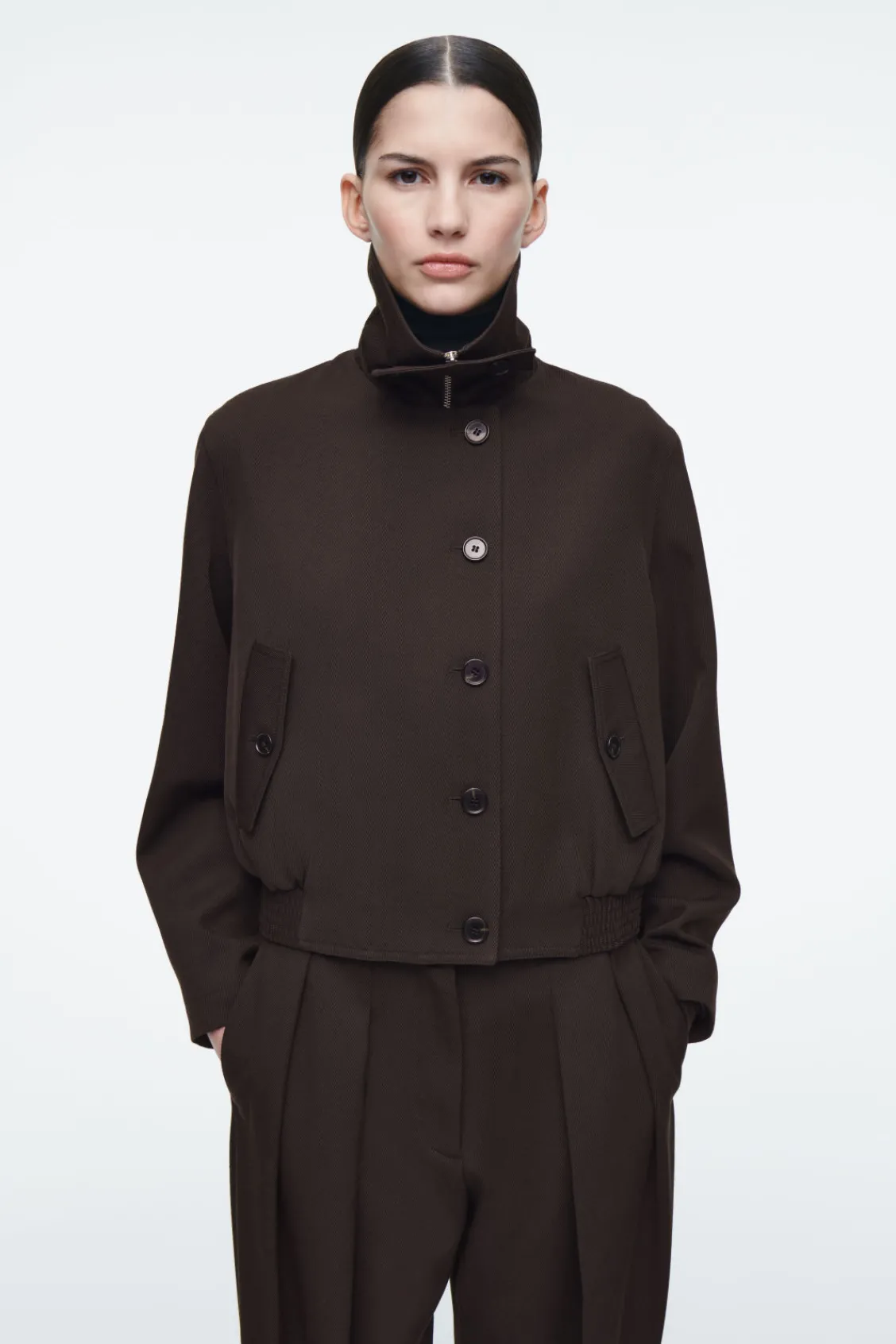 COS OVERSIZED FUNNEL-NECK WOOL-BLEND JACKET-Women Vests & Tailoring | Coats & Jackets