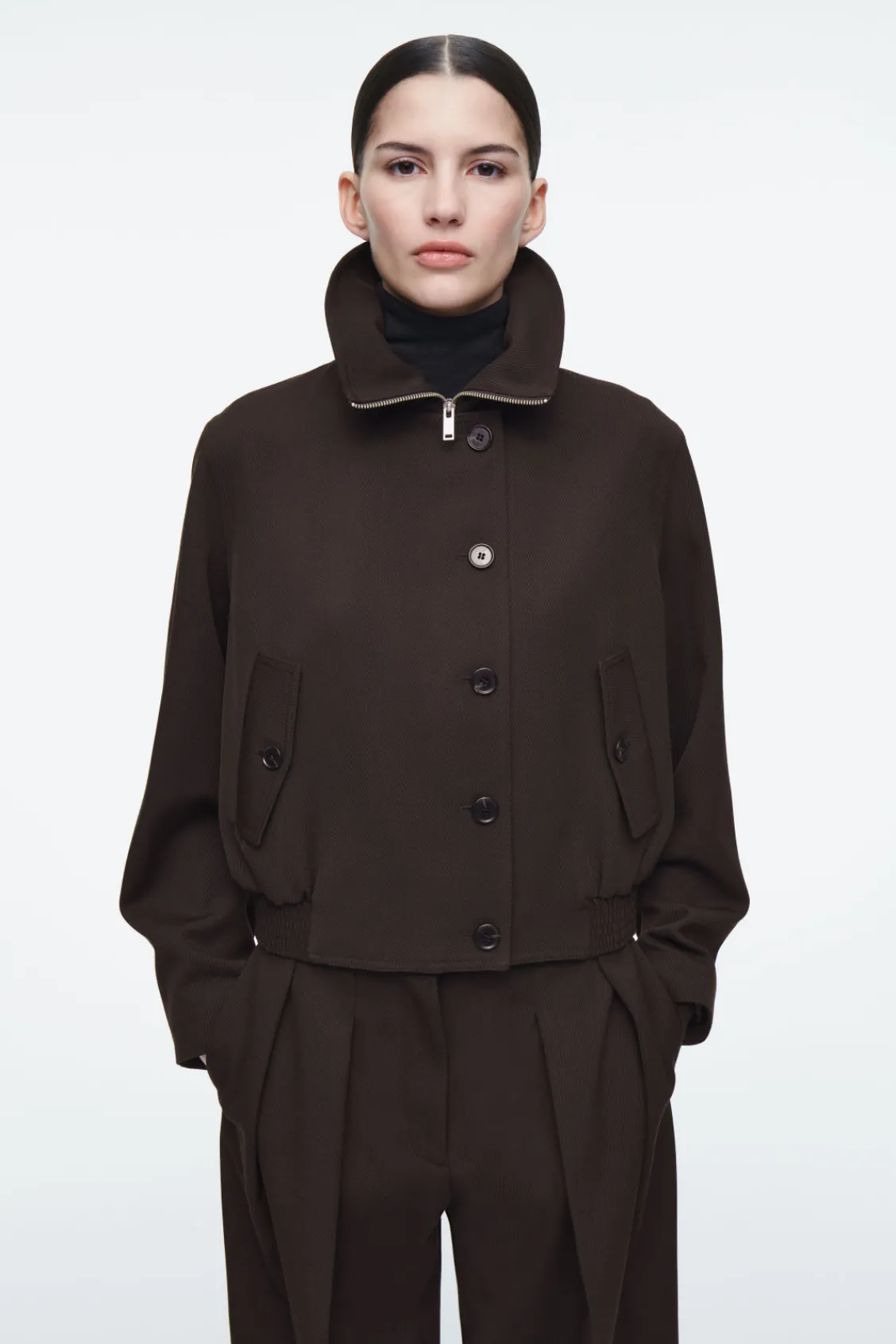 COS OVERSIZED FUNNEL-NECK WOOL-BLEND JACKET-Women Vests & Tailoring | Coats & Jackets
