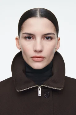 COS OVERSIZED FUNNEL-NECK WOOL-BLEND JACKET-Women Vests & Tailoring | Coats & Jackets
