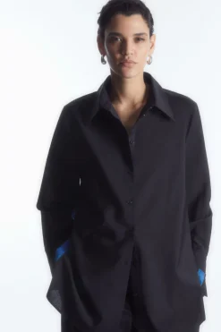COS OVERSIZED PAINTED WOOL SHIRT-Women Shirts & Blouses | Tops