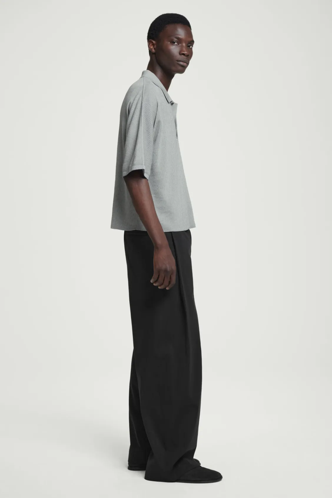 COS OVERSIZED RIBBED-KNIT POLO SHIRT- Polo Shirts | Sweaters & Cardigans