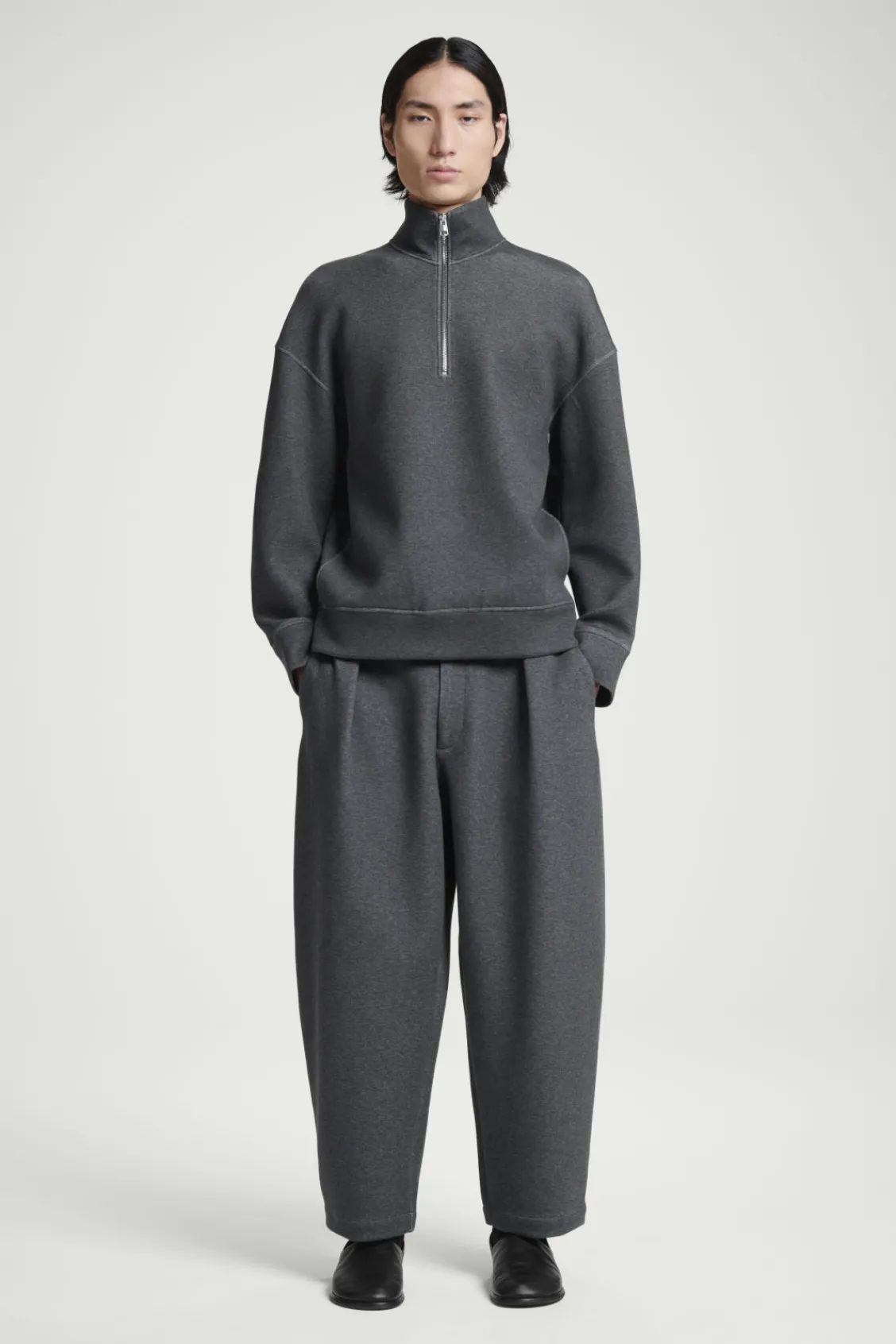 COS OVERSIZED SCUBA-JERSEY HALF-ZIP SWEATSHIRT- Sweatshirts & Hoodies