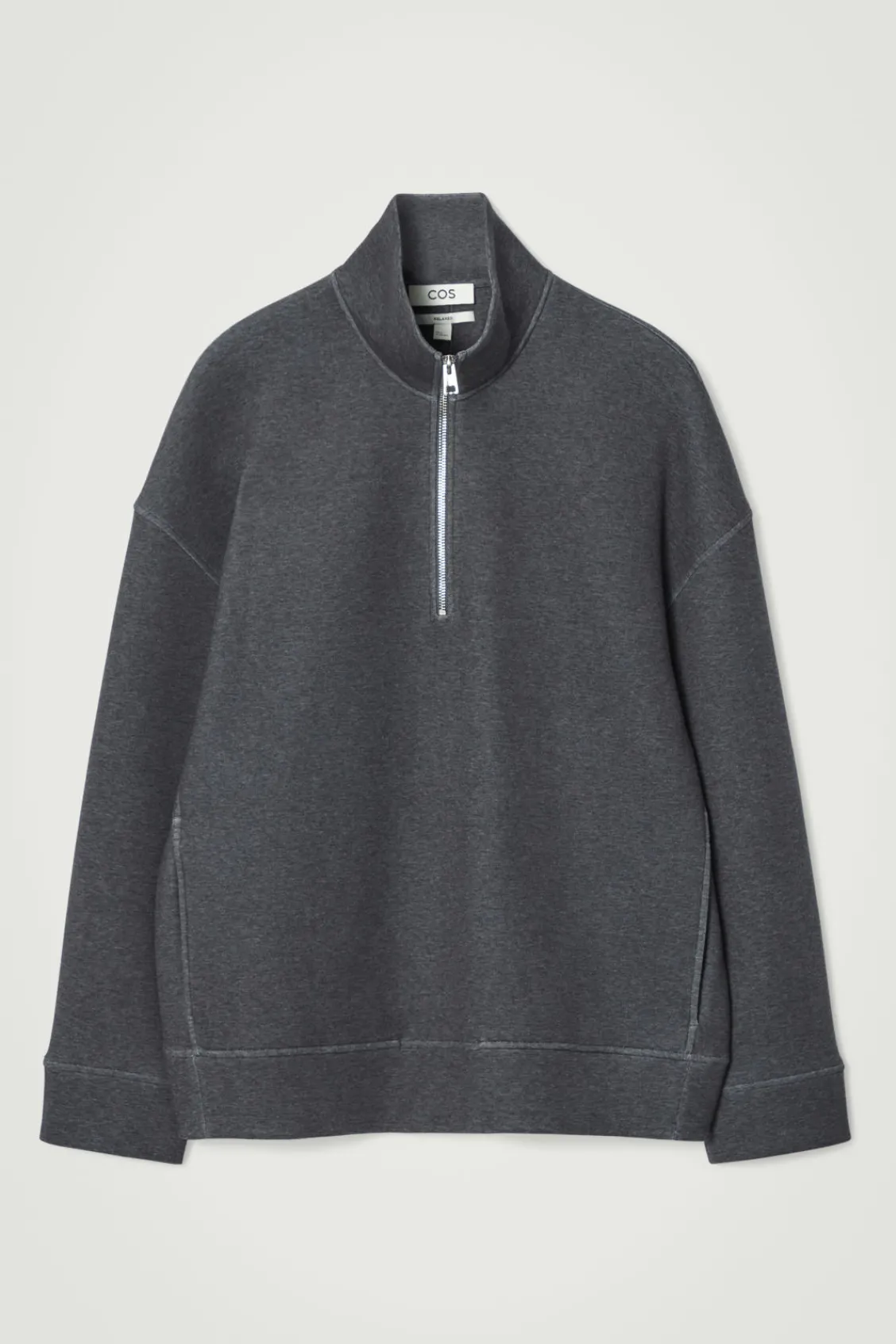 COS OVERSIZED SCUBA-JERSEY HALF-ZIP SWEATSHIRT- Sweatshirts & Hoodies