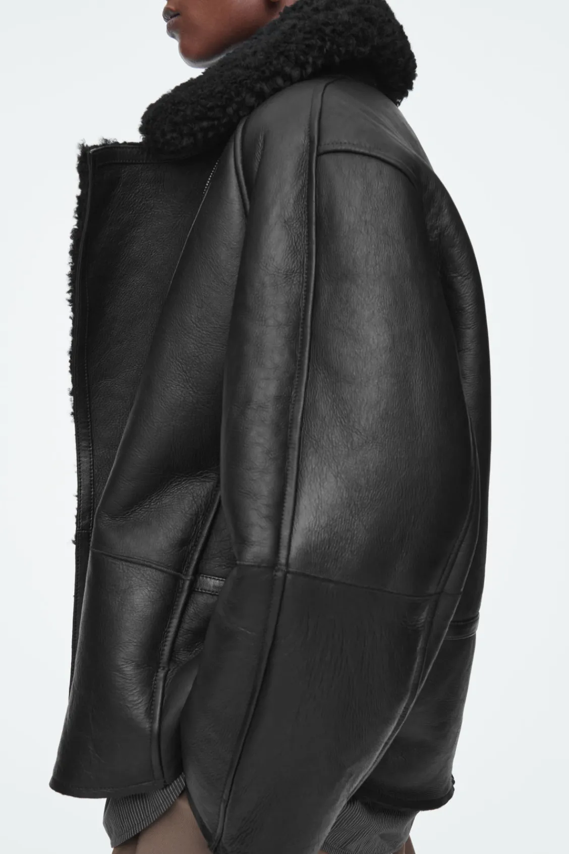 COS OVERSIZED SHEARLING AVIATOR JACKET-Women Coats & Jackets