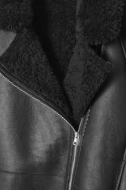 COS OVERSIZED SHEARLING AVIATOR JACKET-Women Coats & Jackets