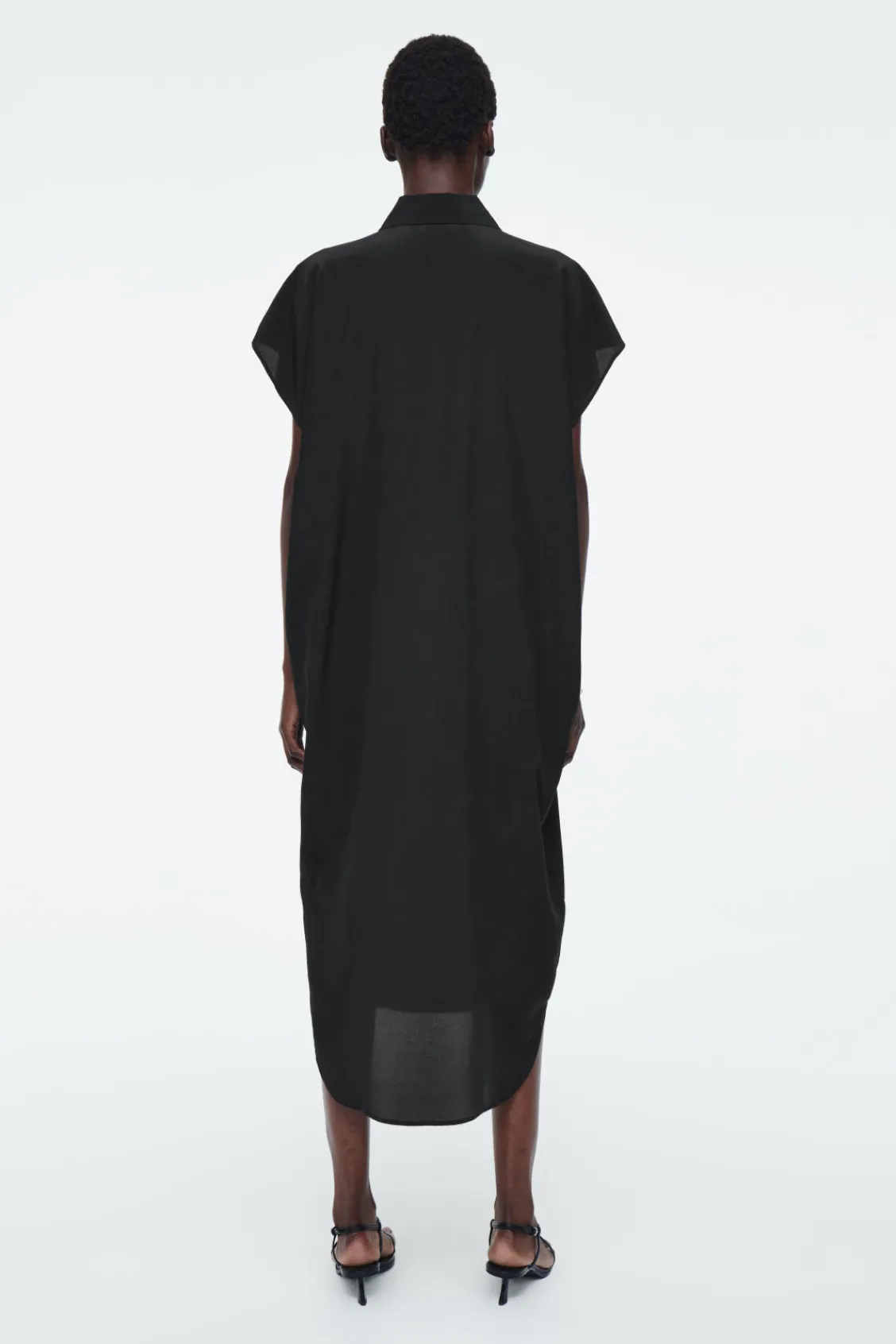 COS OVERSIZED SILK MIDI SHIRT DRESS-Women Dresses & Jumpsuits