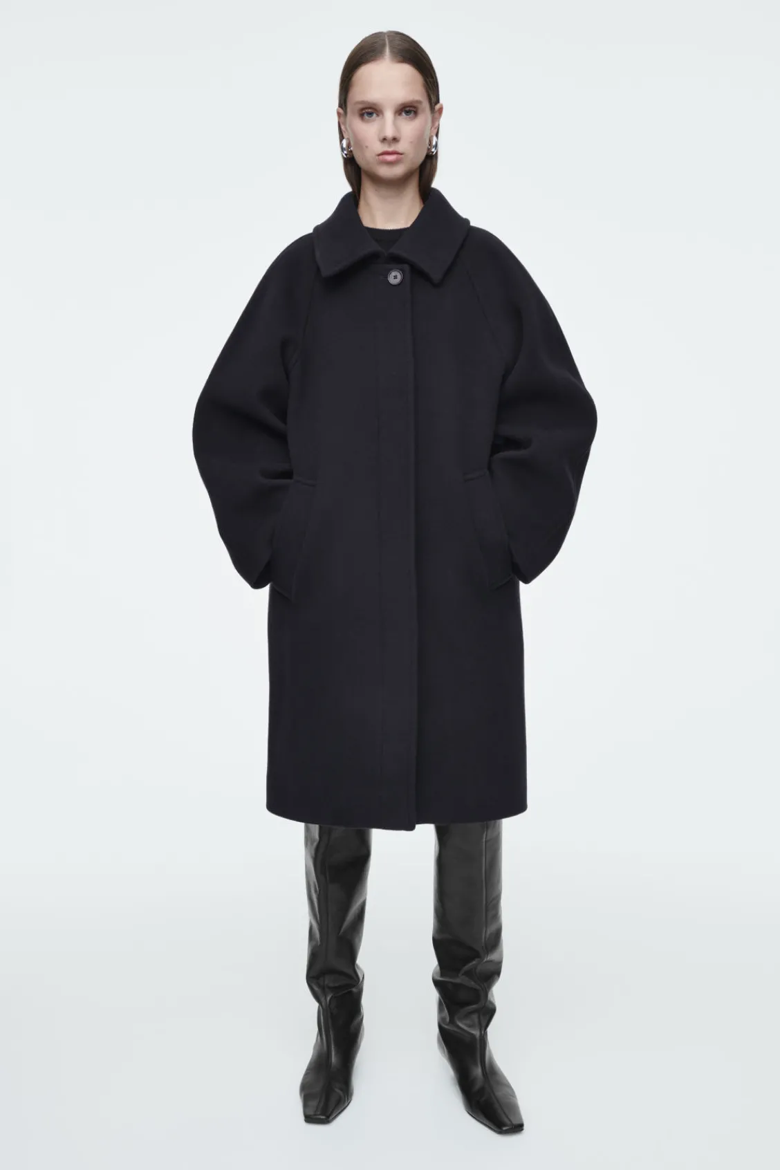 COS OVERSIZED SINGLE-BREASTED WOOL COAT-Women Coats & Jackets