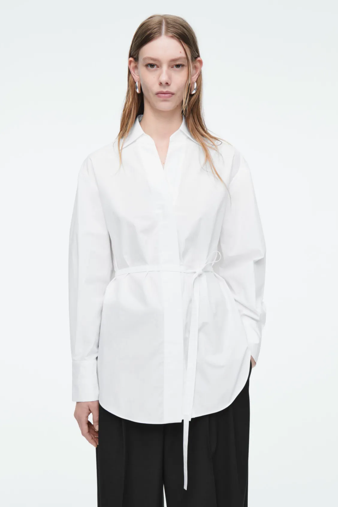 COS OVERSIZED TIE-WAIST SHIRT-Women Shirts & Blouses | Tops
