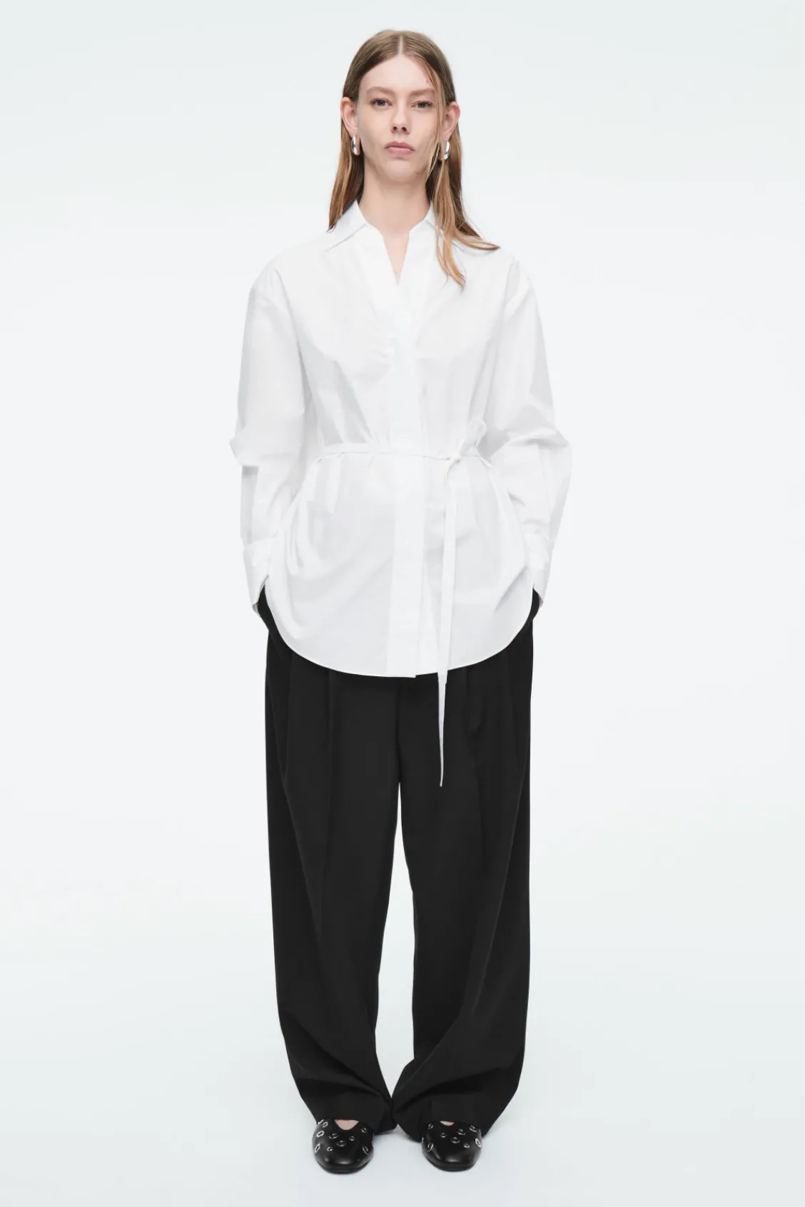 COS OVERSIZED TIE-WAIST SHIRT-Women Shirts & Blouses | Tops