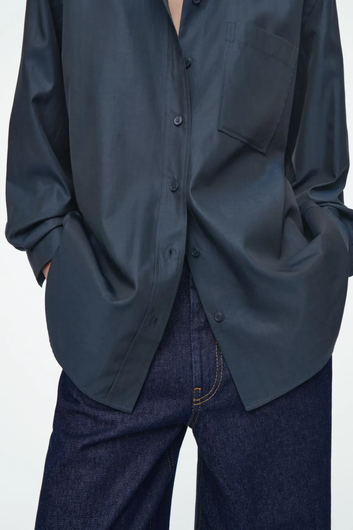 COS OVERSIZED TWILL SHIRT-Women Shirts & Blouses | Tops