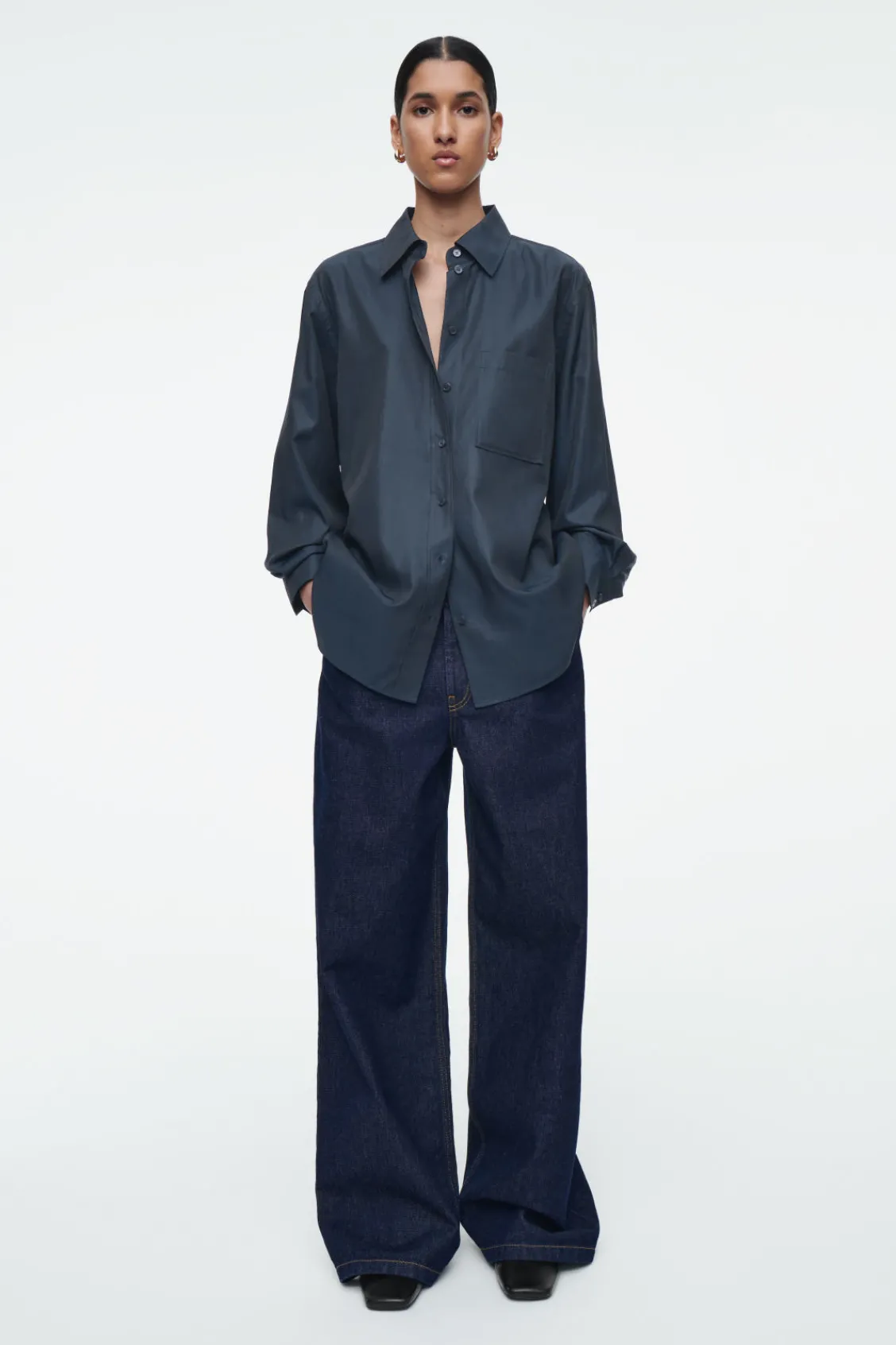 COS OVERSIZED TWILL SHIRT-Women Shirts & Blouses | Tops