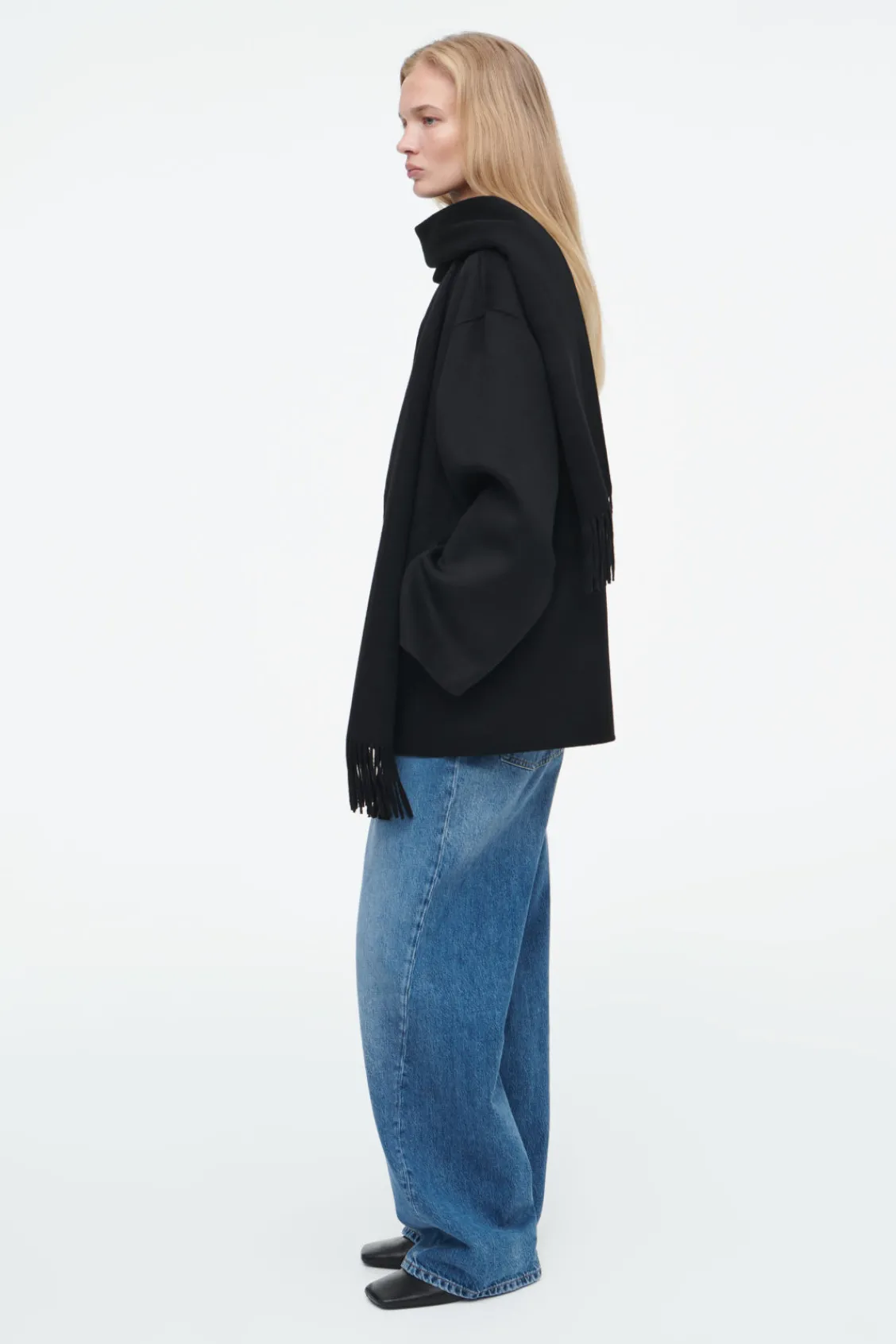 COS OVERSIZED WOOL-BLEND SCARF JACKET-Women Coats & Jackets