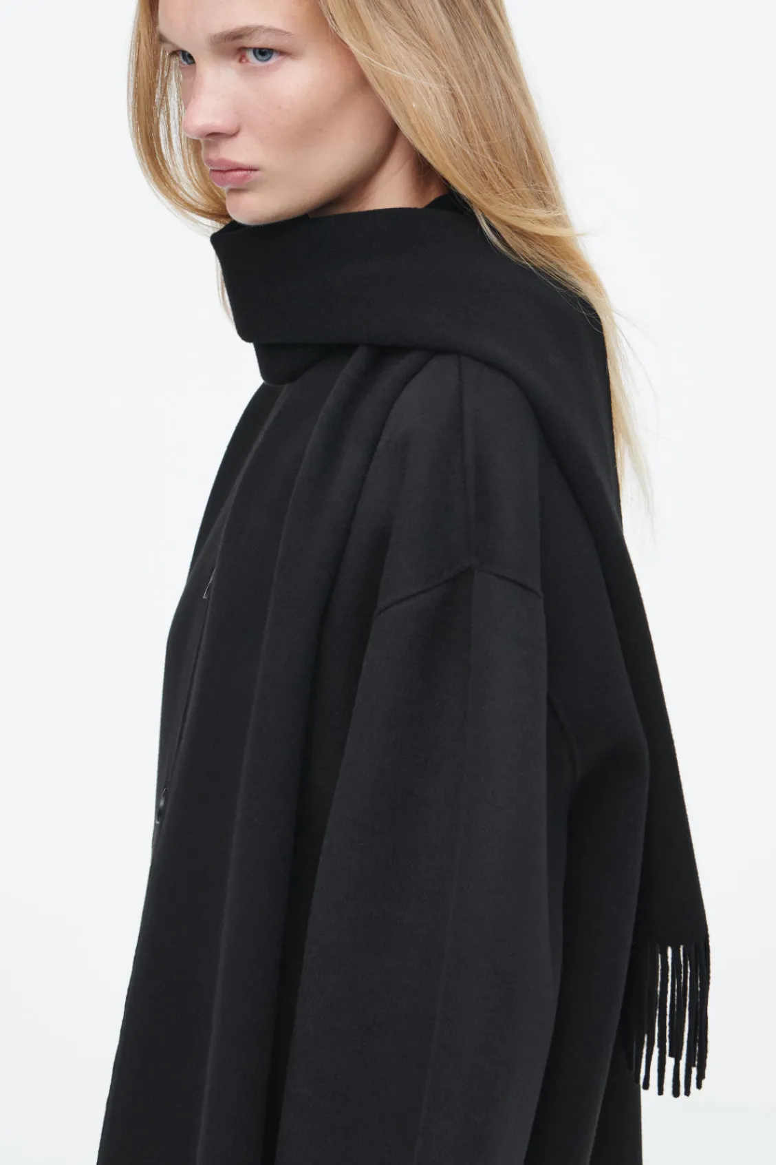 COS OVERSIZED WOOL-BLEND SCARF JACKET-Women Coats & Jackets