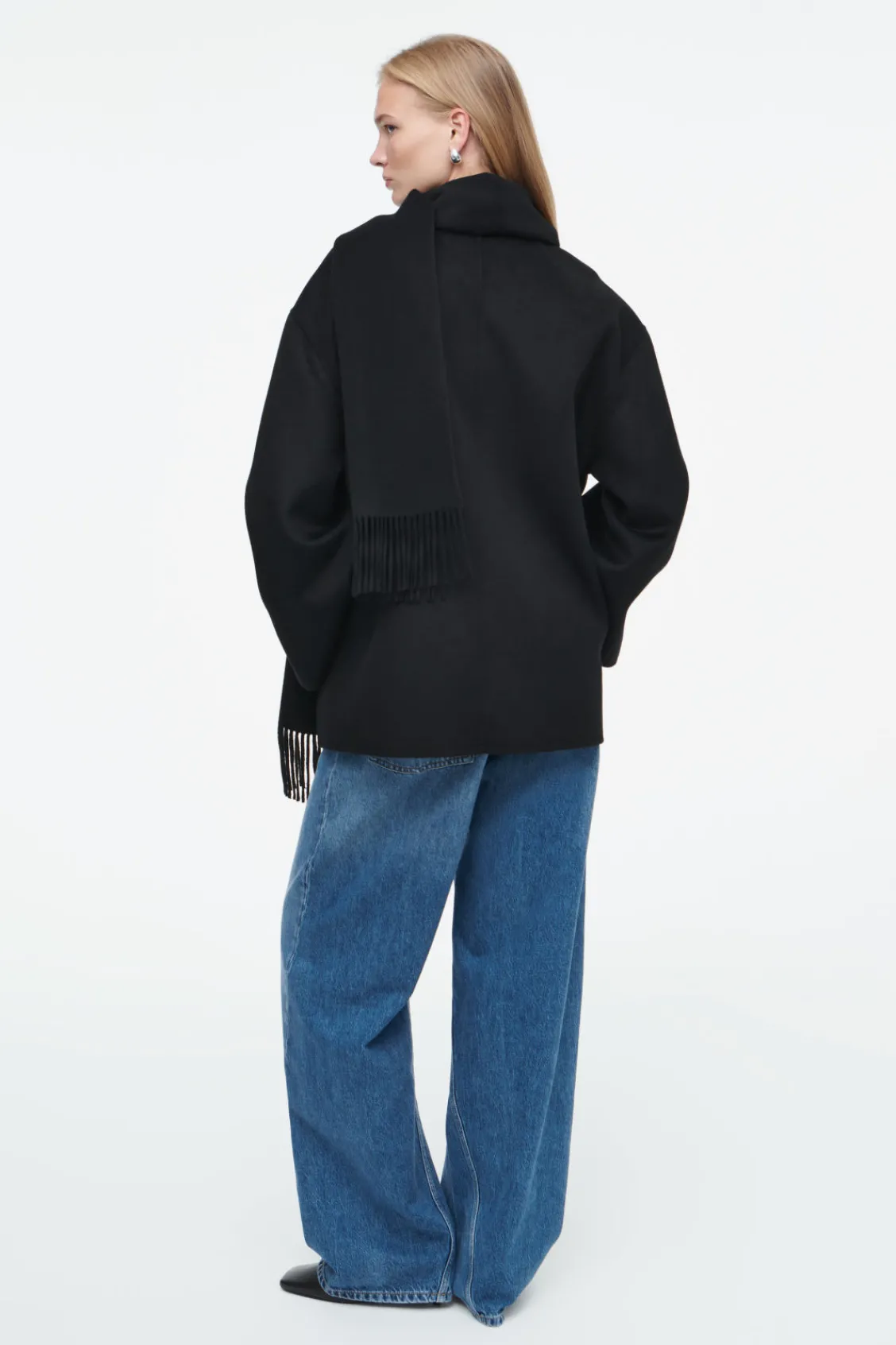COS OVERSIZED WOOL-BLEND SCARF JACKET-Women Coats & Jackets