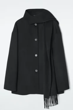 COS OVERSIZED WOOL-BLEND SCARF JACKET-Women Coats & Jackets