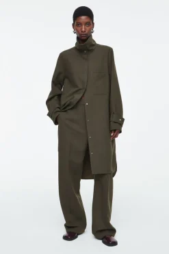 COS OVERSIZED WOOL-BLEND SHIRT DRESS-Women Dresses & Jumpsuits