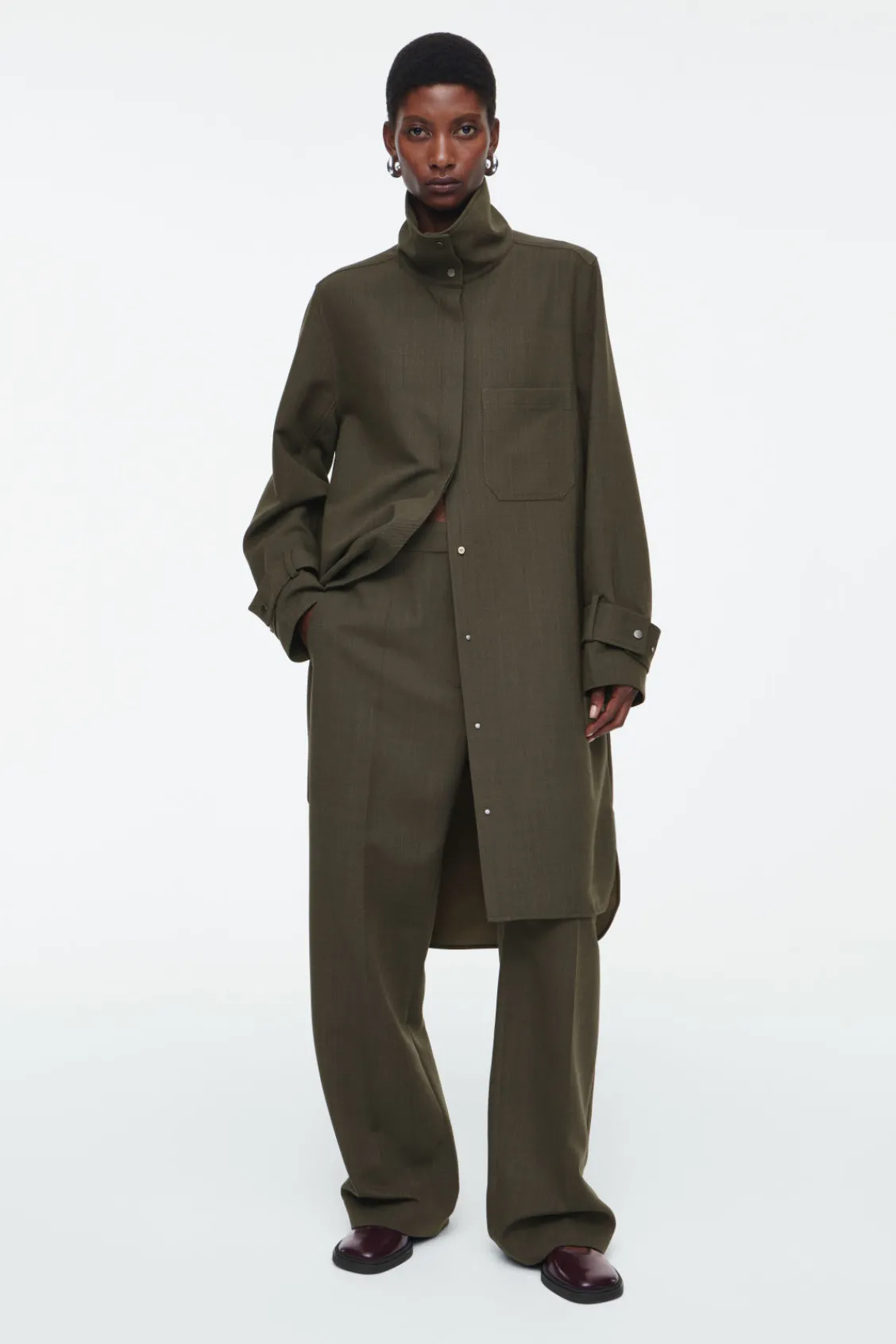 COS OVERSIZED WOOL-BLEND SHIRT DRESS-Women Dresses & Jumpsuits