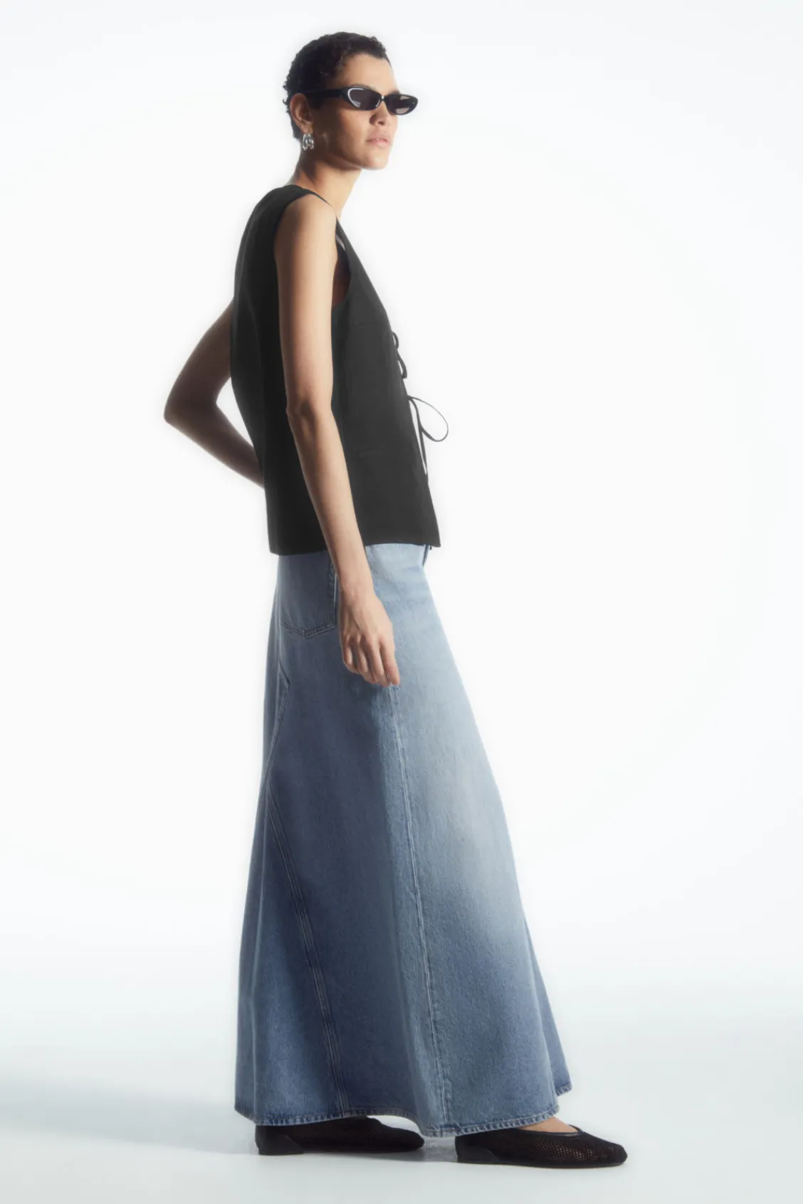 COS PANELED DENIM MAXI SKIRT-Women Skirts