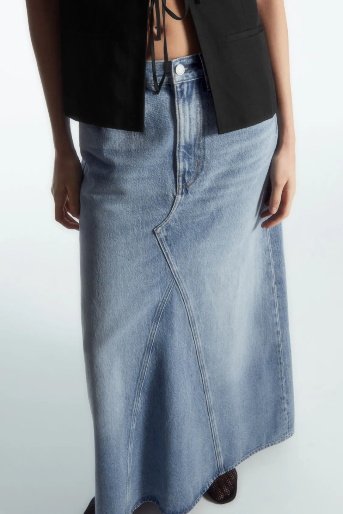 COS PANELED DENIM MAXI SKIRT-Women Skirts