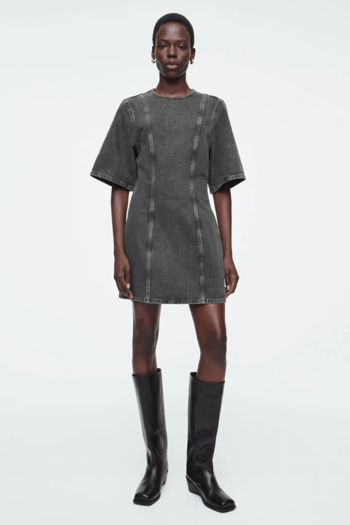 COS PANELED DENIM MINI DRESS-Women Dresses & Jumpsuits