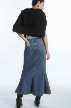 COS PANELED FLARED DENIM SKIRT-Women Skirts