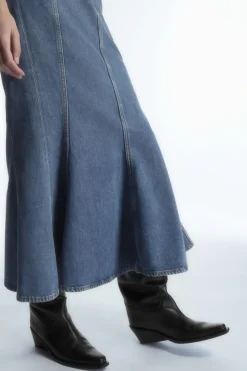 COS PANELED FLARED DENIM SKIRT-Women Skirts