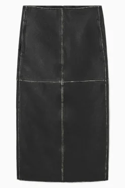 COS PANELED LEATHER RACER MIDI SKIRT-Women Skirts