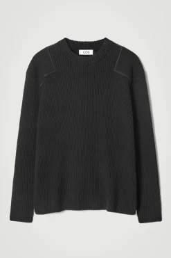 COS PATCH-DETAIL WOOL-BLEND SWEATER- Sweaters & Cardigans