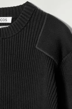 COS PATCH-DETAIL WOOL-BLEND SWEATER- Sweaters & Cardigans