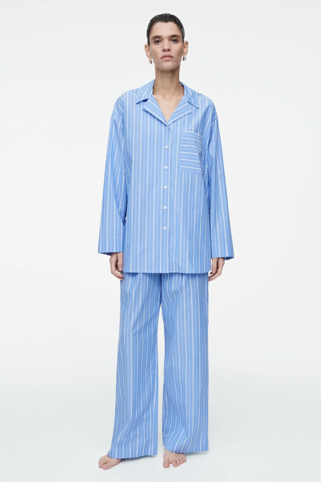 COS PINSTRIPED COTTON PAJAMA SHIRT-Women Shirts & Blouses | Tops