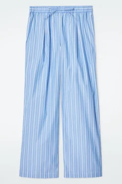 COS PINSTRIPED COTTON PAJAMA PANTS-Women Pants