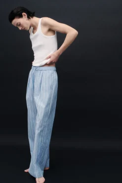 COS PINSTRIPED COTTON PAJAMA PANTS-Women Pants