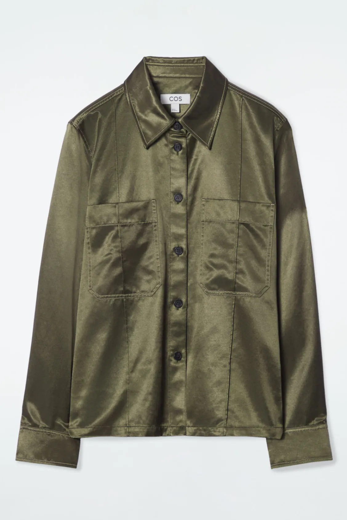 COS PINTUCKED SATIN UTILITY SHIRT-Women Vests & Tailoring | Shirts & Blouses