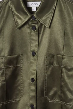 COS PINTUCKED SATIN UTILITY SHIRT-Women Vests & Tailoring | Shirts & Blouses