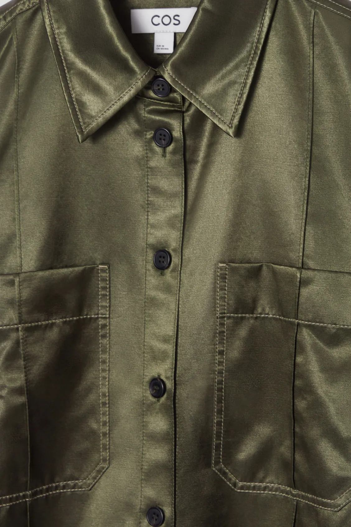 COS PINTUCKED SATIN UTILITY SHIRT-Women Vests & Tailoring | Shirts & Blouses