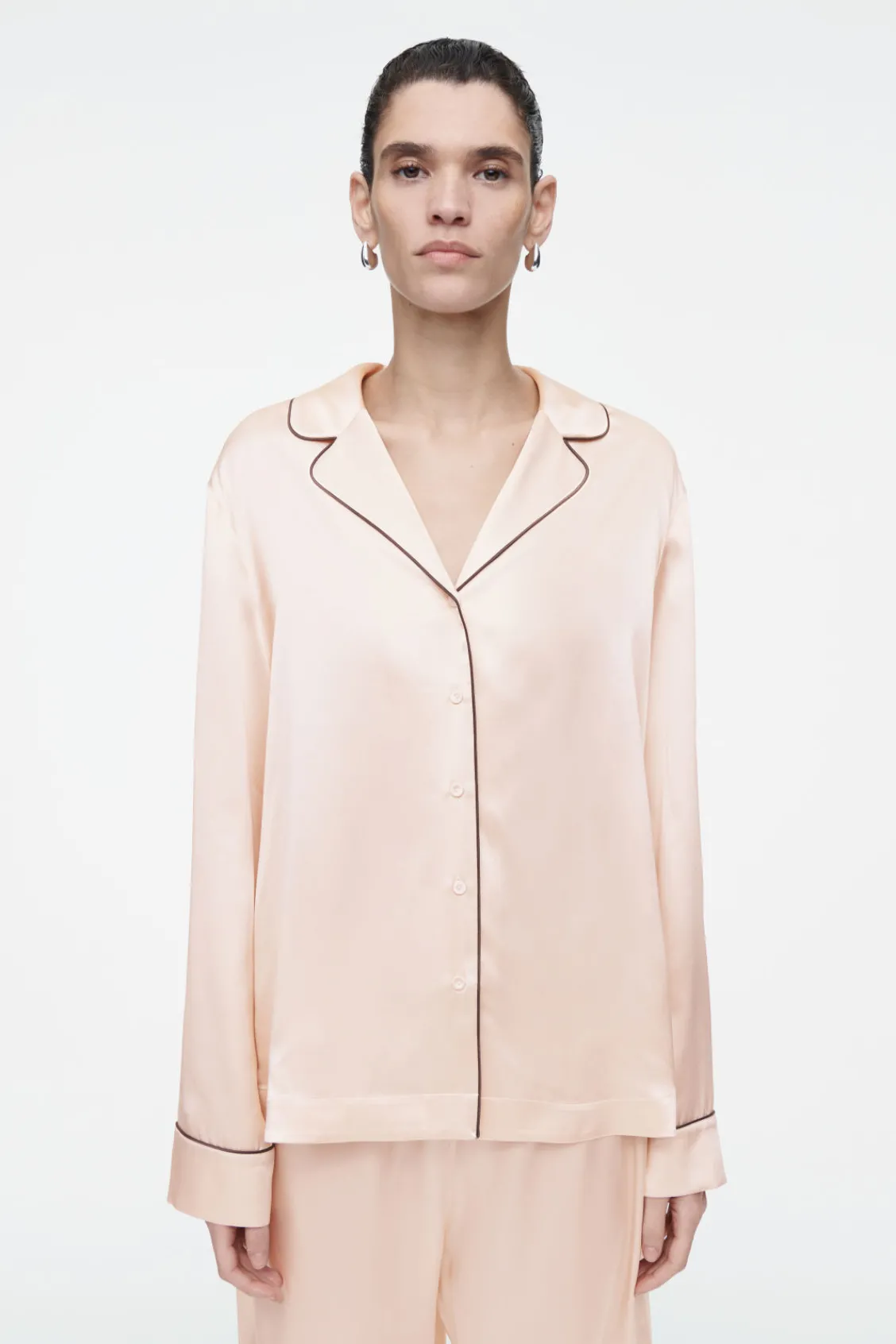 COS PIPED SILK PAJAMA SHIRT-Women Shirts & Blouses | Tops