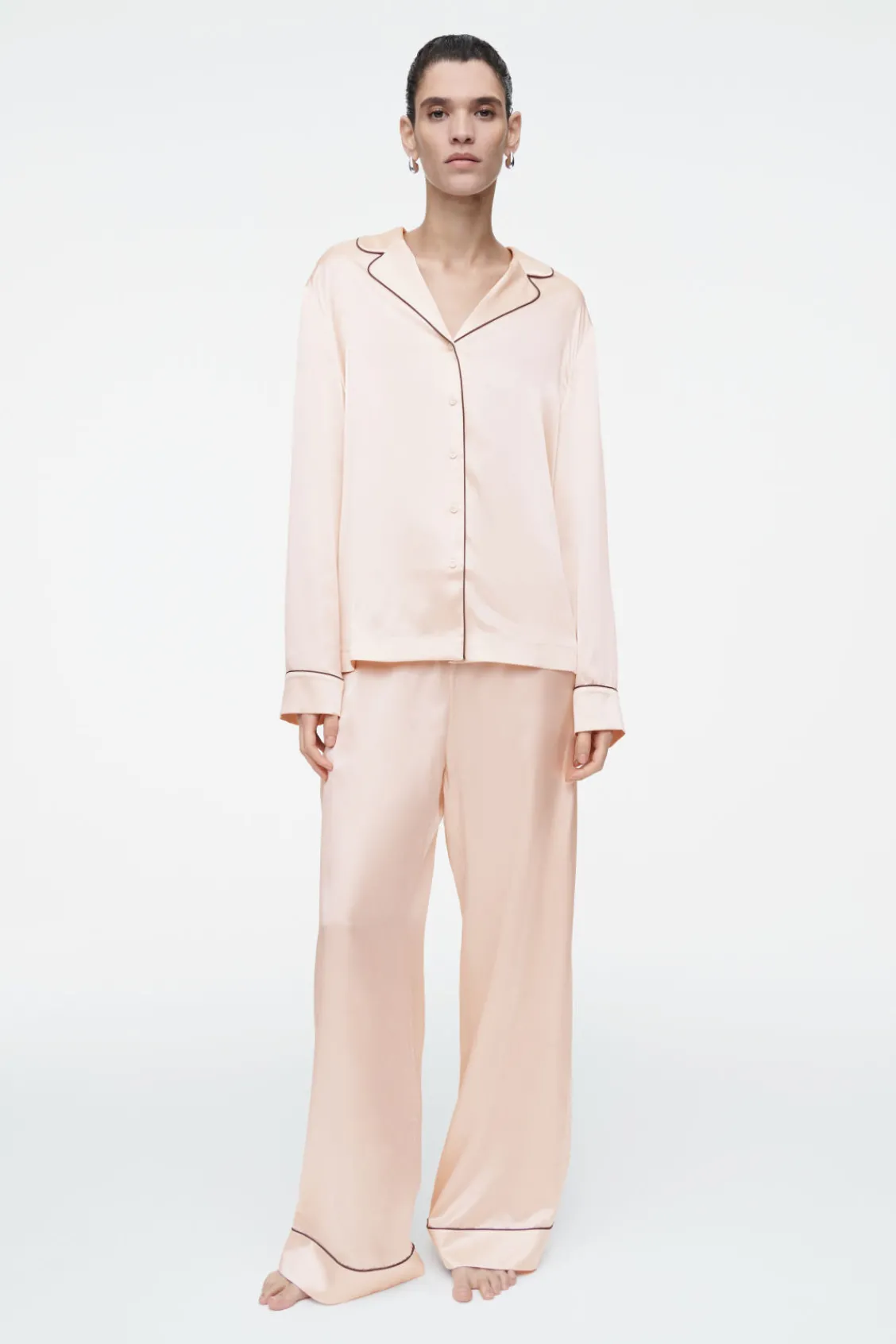 COS PIPED SILK PAJAMA SHIRT-Women Shirts & Blouses | Tops