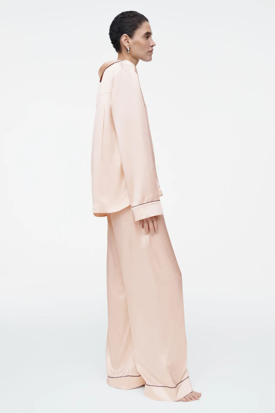 COS PIPED SILK PAJAMA SHIRT-Women Shirts & Blouses | Tops