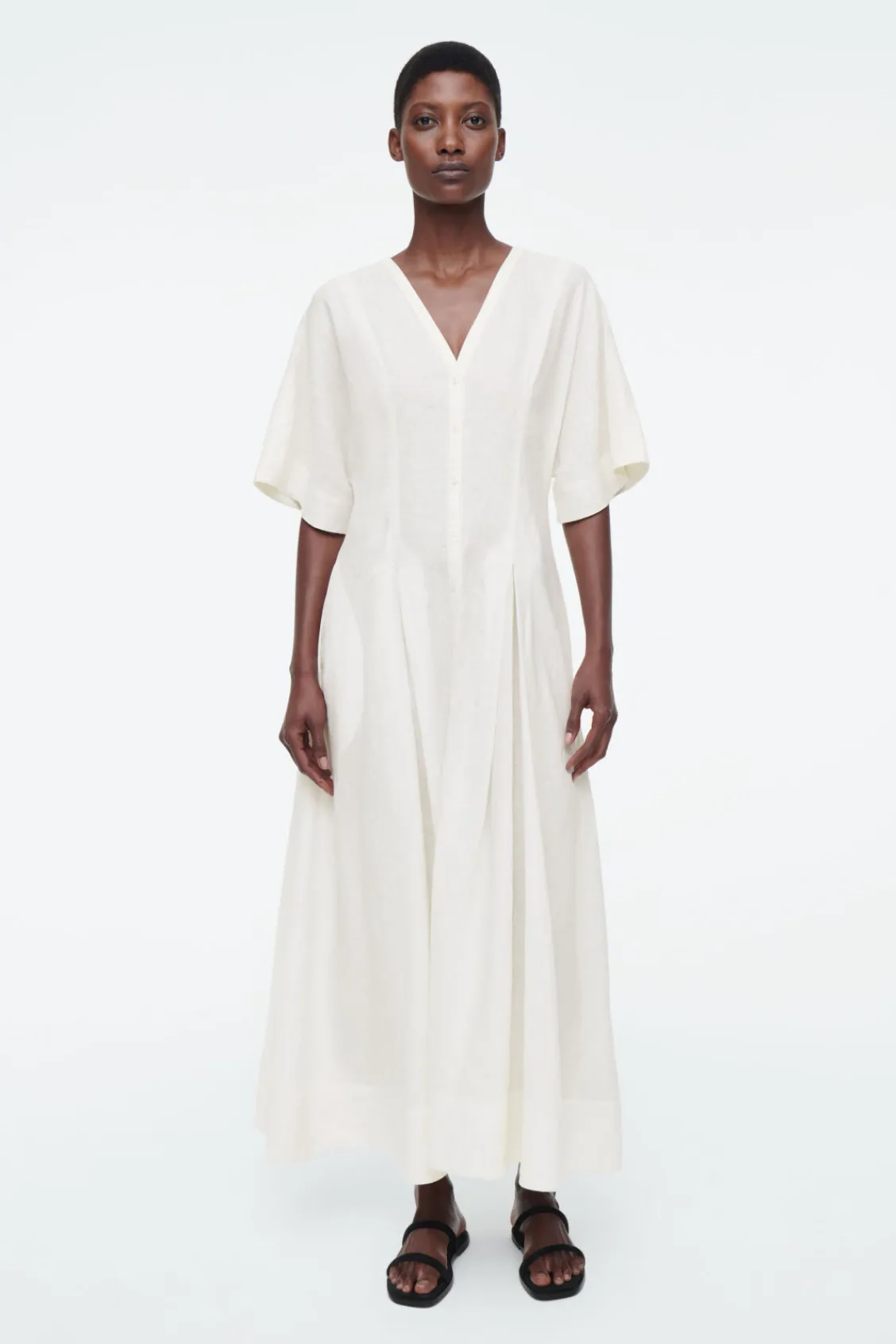 COS PLEATED A-LINE MIDI SHIRT DRESS-Women Dresses & Jumpsuits