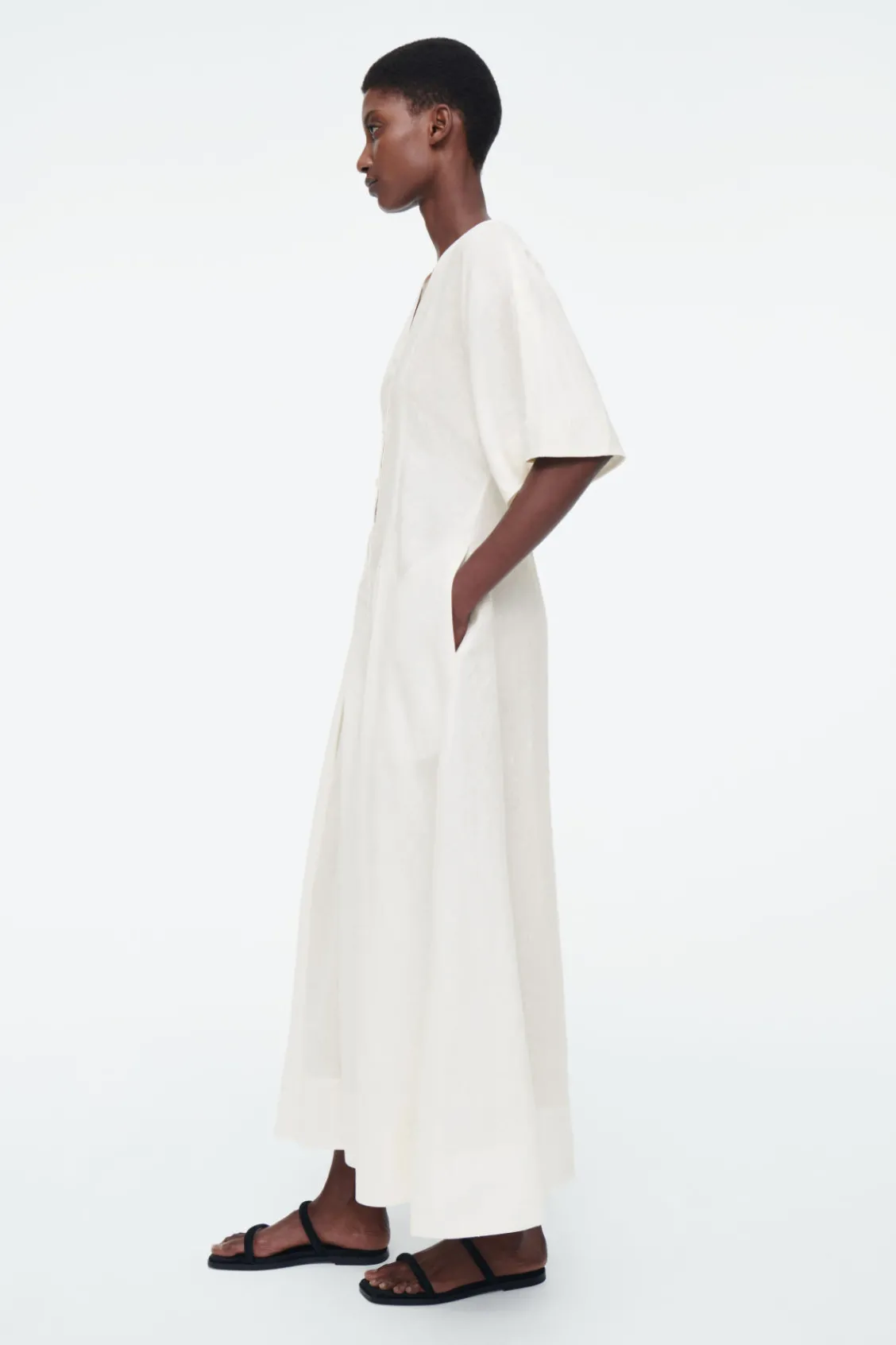 COS PLEATED A-LINE MIDI SHIRT DRESS-Women Dresses & Jumpsuits