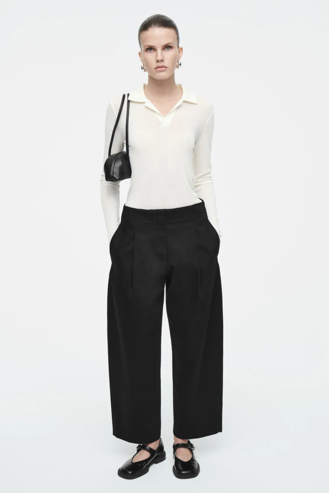 COS PLEATED BARREL-LEG CHINOS-Women Pants