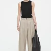 COS PLEATED BARREL-LEG COTTON PANTS-Women Pants